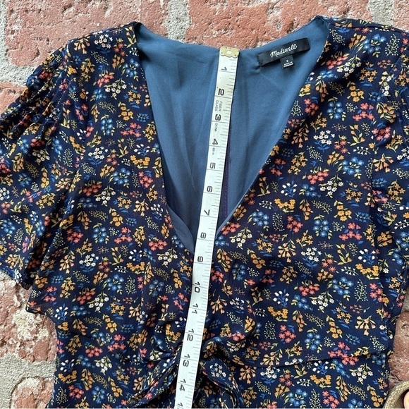 Madewell Cross-Front Mini Dress in Garden Party Liberty Blue Night floral size 0 - Picture 4 of 16